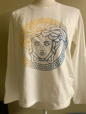 NWOT authentic womens Versace Medusa Long sleeve shirt sz S or 14Y. Super mint.